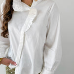 Diagonal Button Closure Blouse - White
