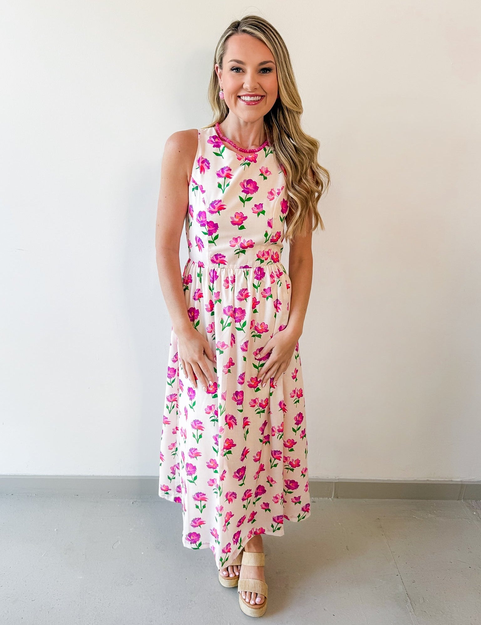 Ditsy Floral Print Midi Dress