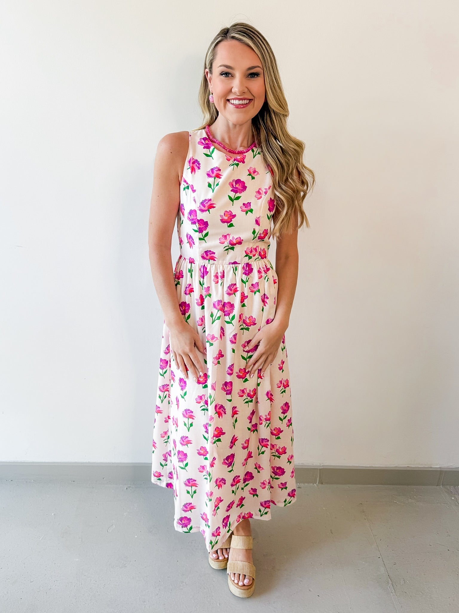 Ditsy Floral Print Midi Dress
