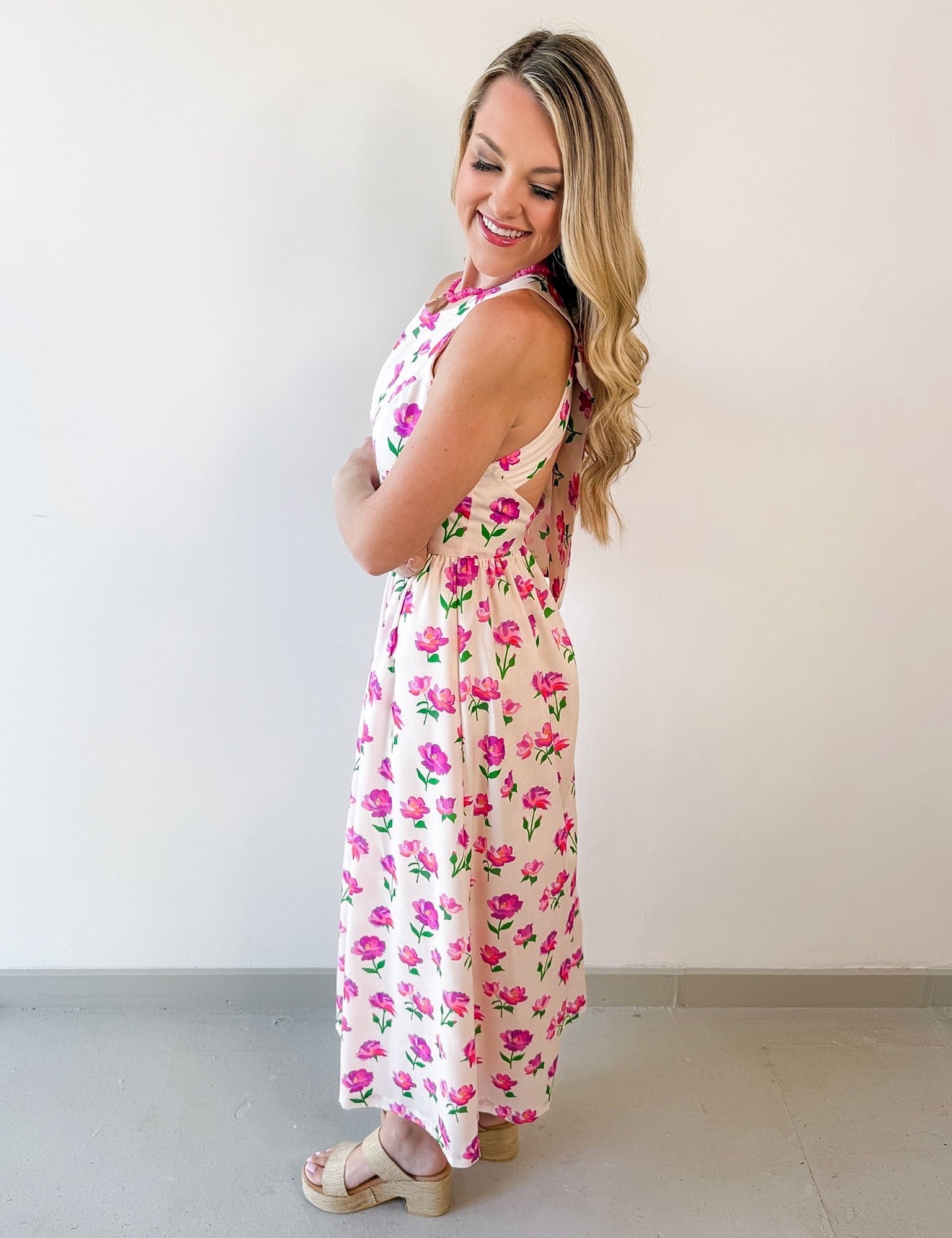 Ditsy Floral Print Midi Dress