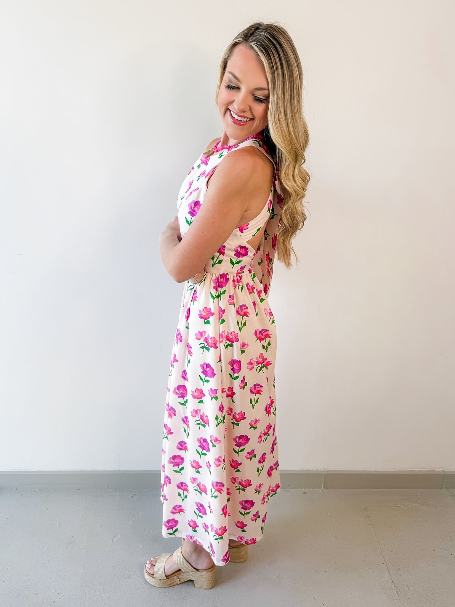 Ditsy Floral Print Midi Dress