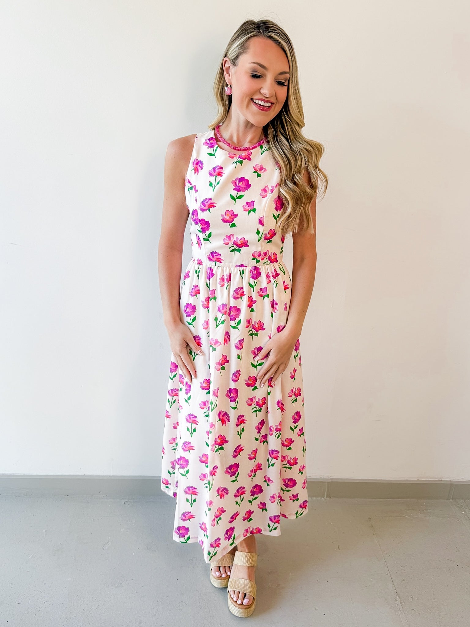 Ditsy Floral Print Midi Dress