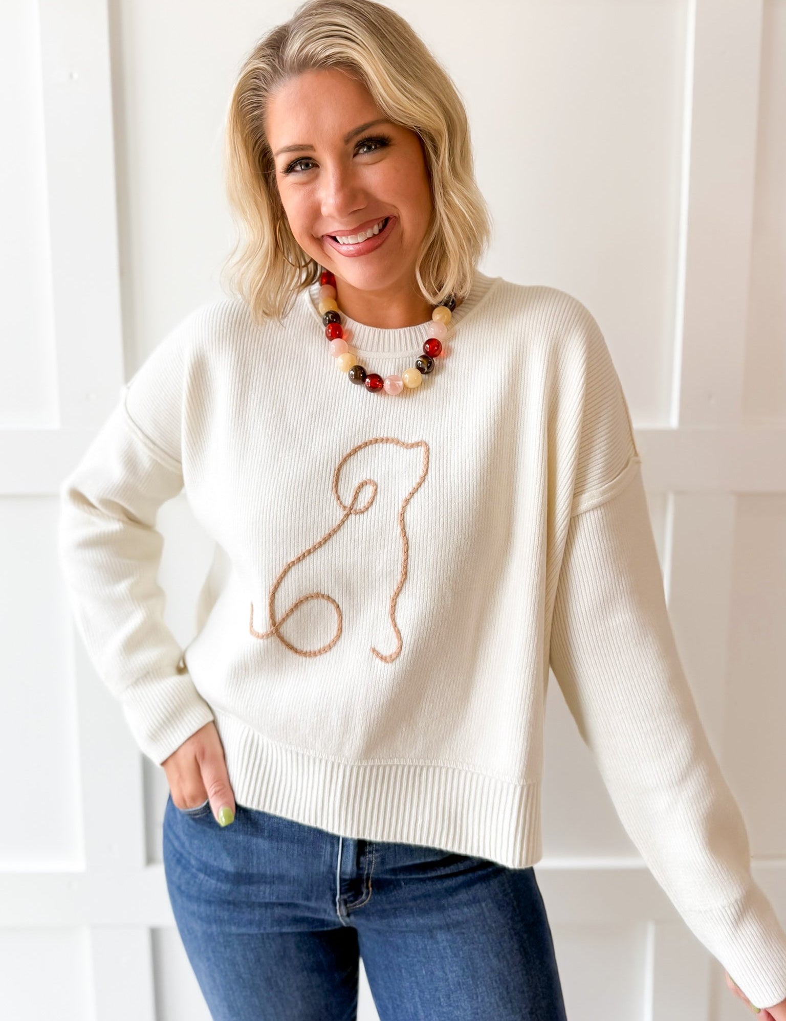 Dog Outline Graphic Sweater