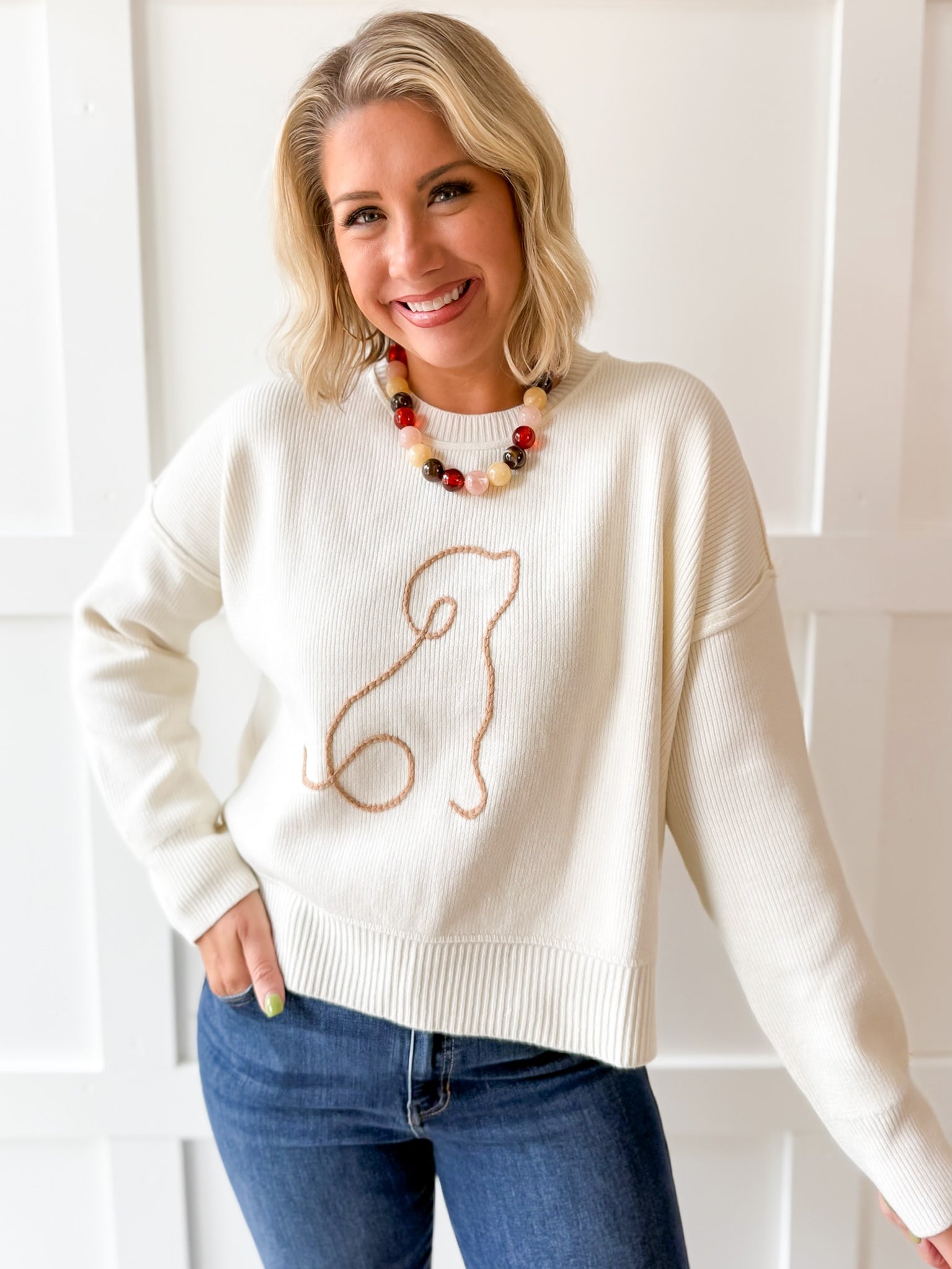 Dog Outline Graphic Sweater