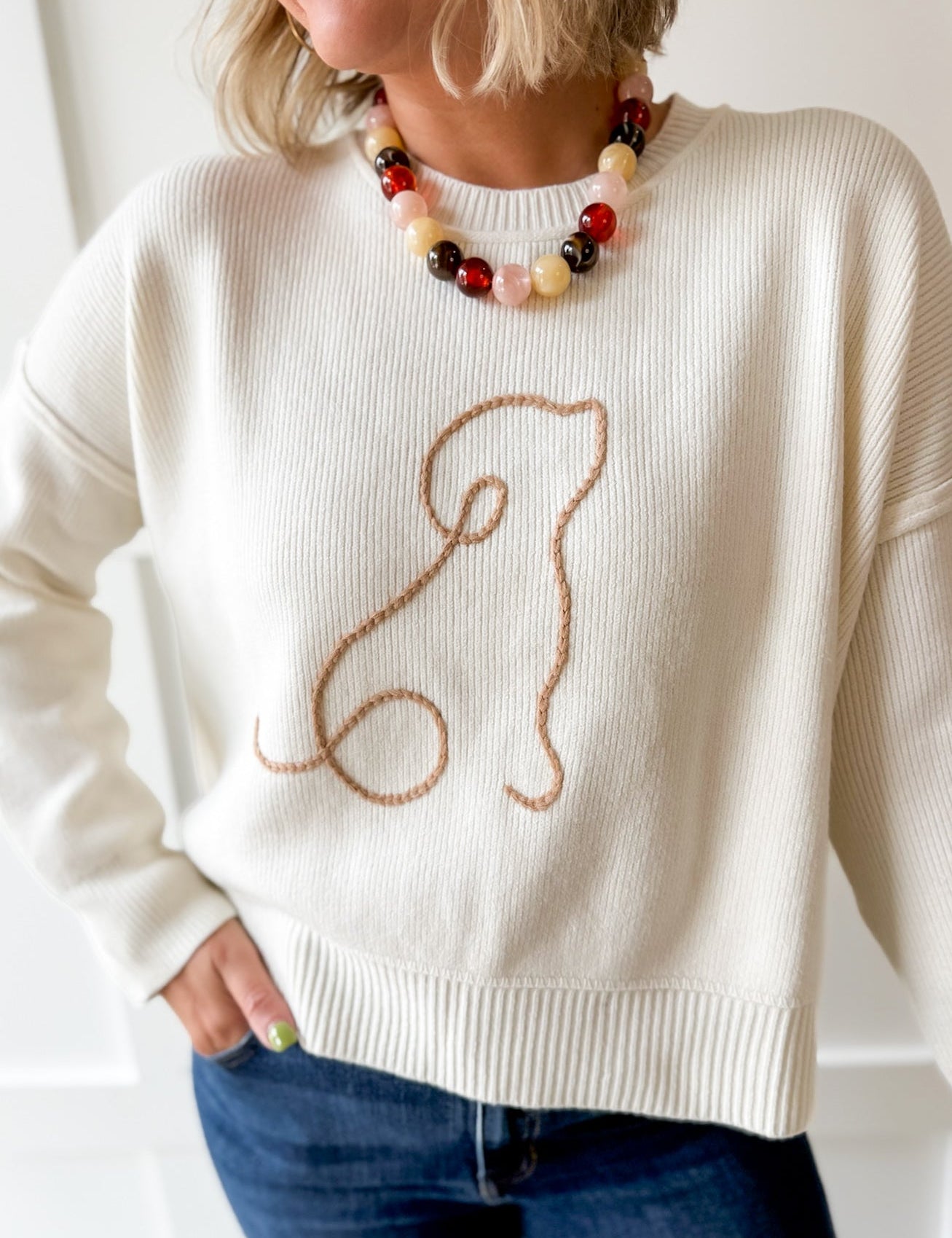 Dog Outline Graphic Sweater