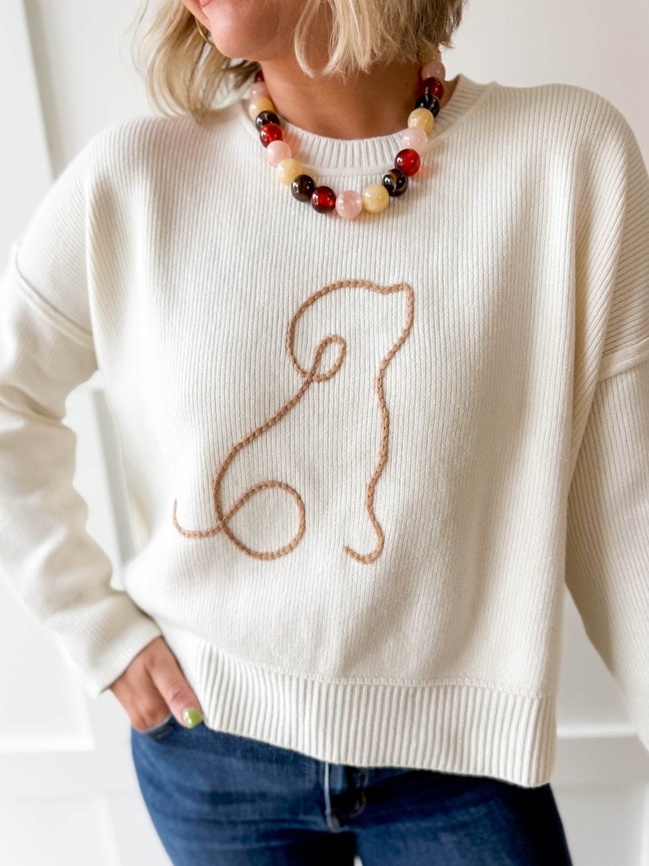 Dog Outline Graphic Sweater