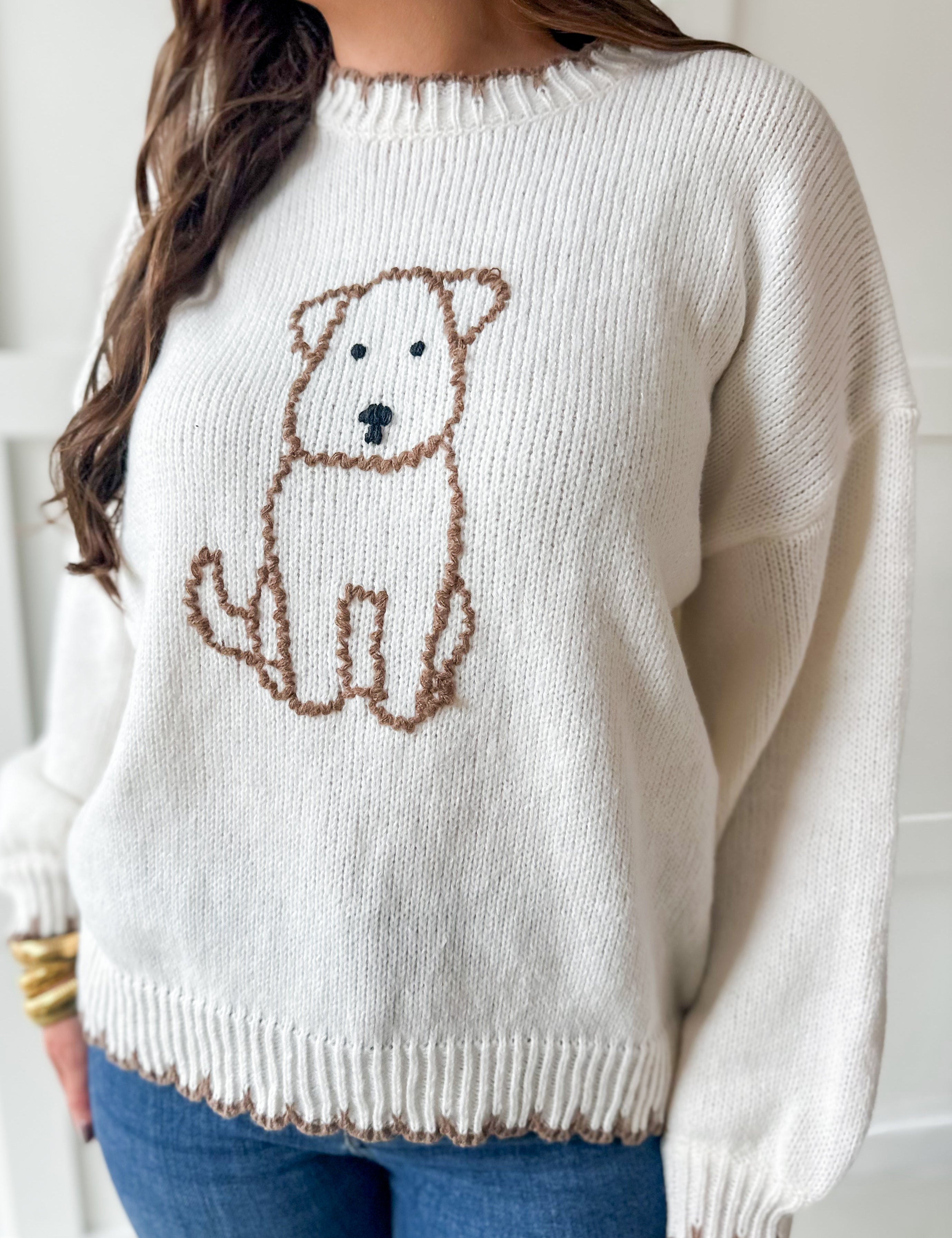 Dog Stitching Knit Sweater