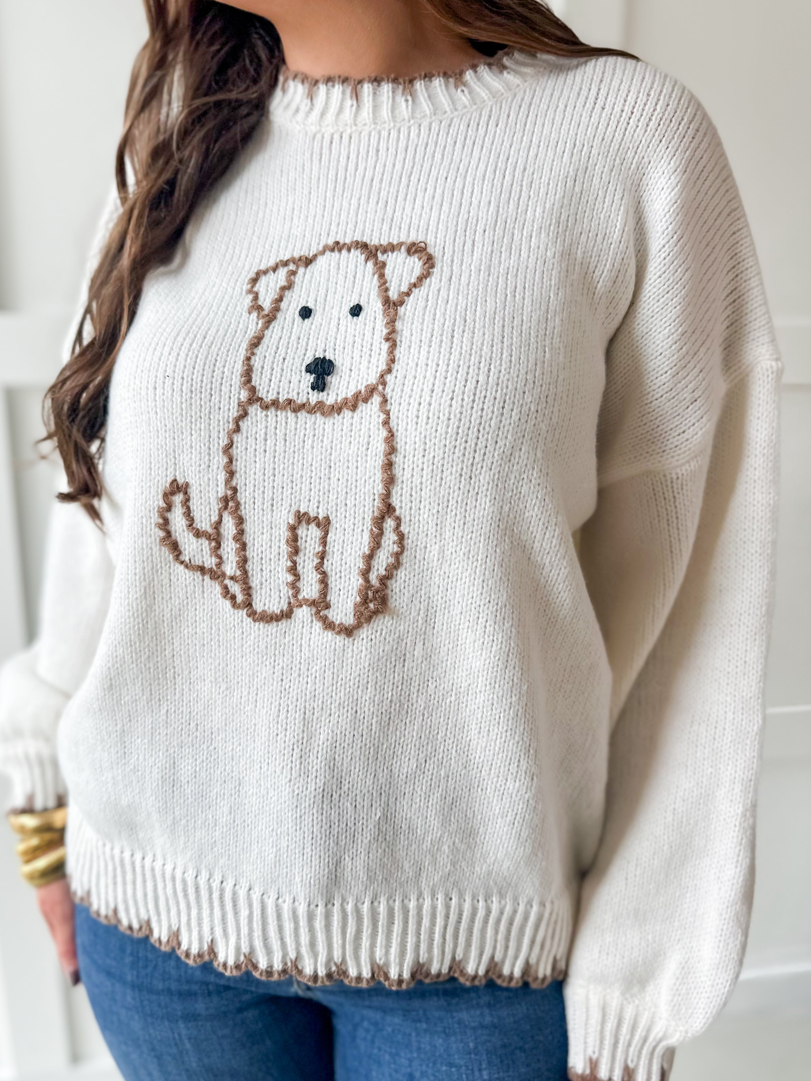 Dog Stitching Knit Sweater