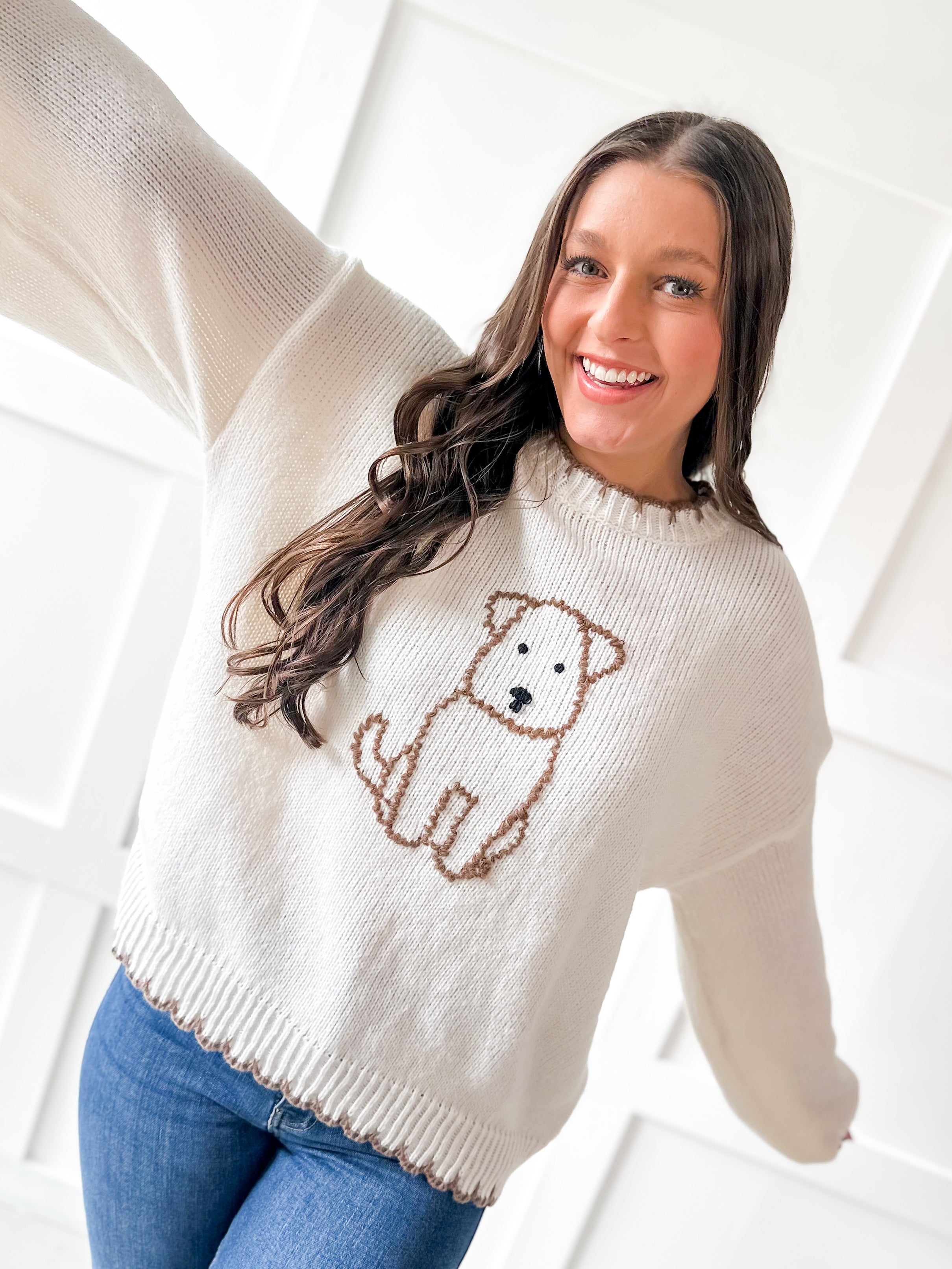 Dog Stitching Knit Sweater