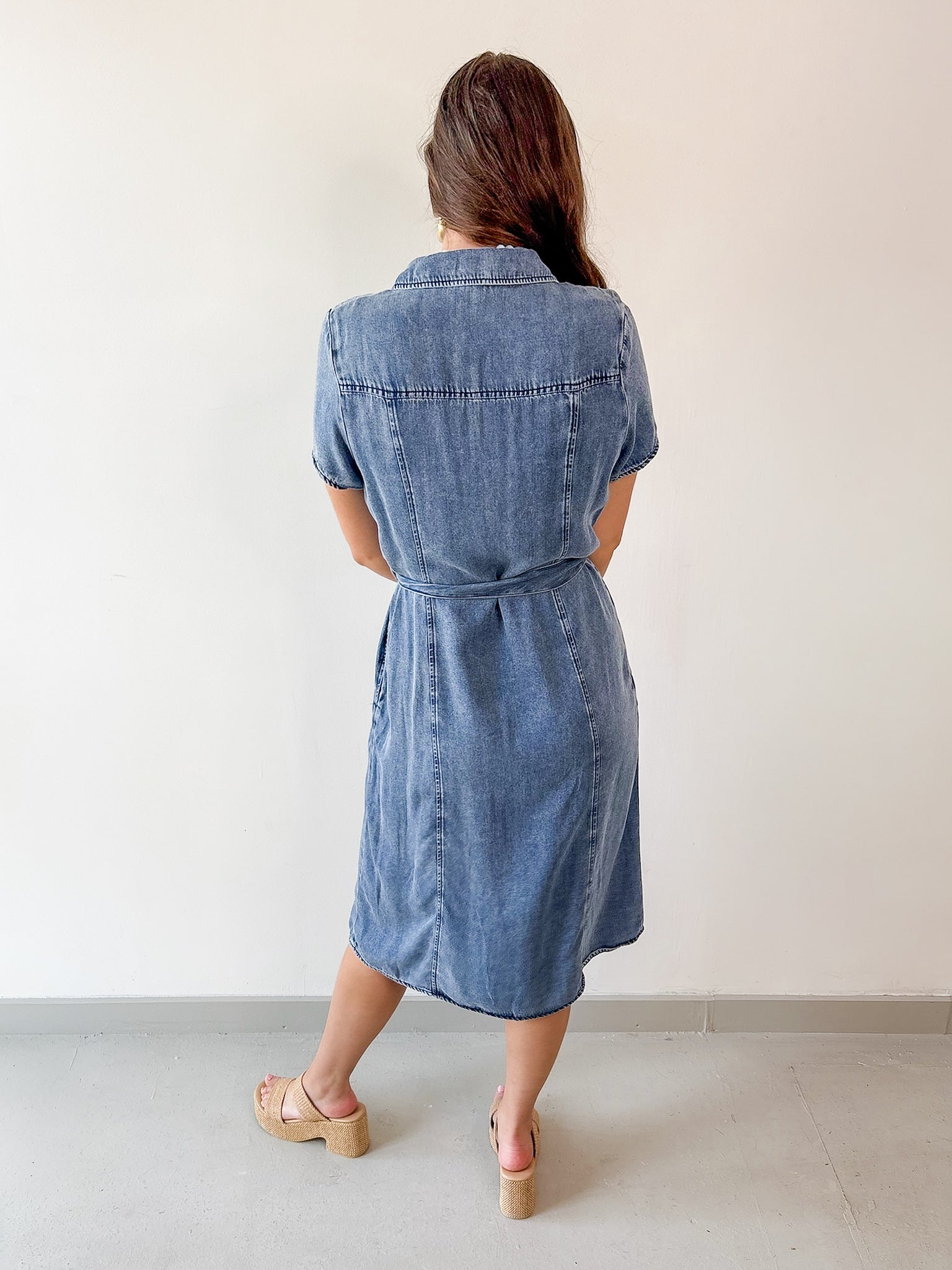 Dolene Button Up Midi Shirt Dress