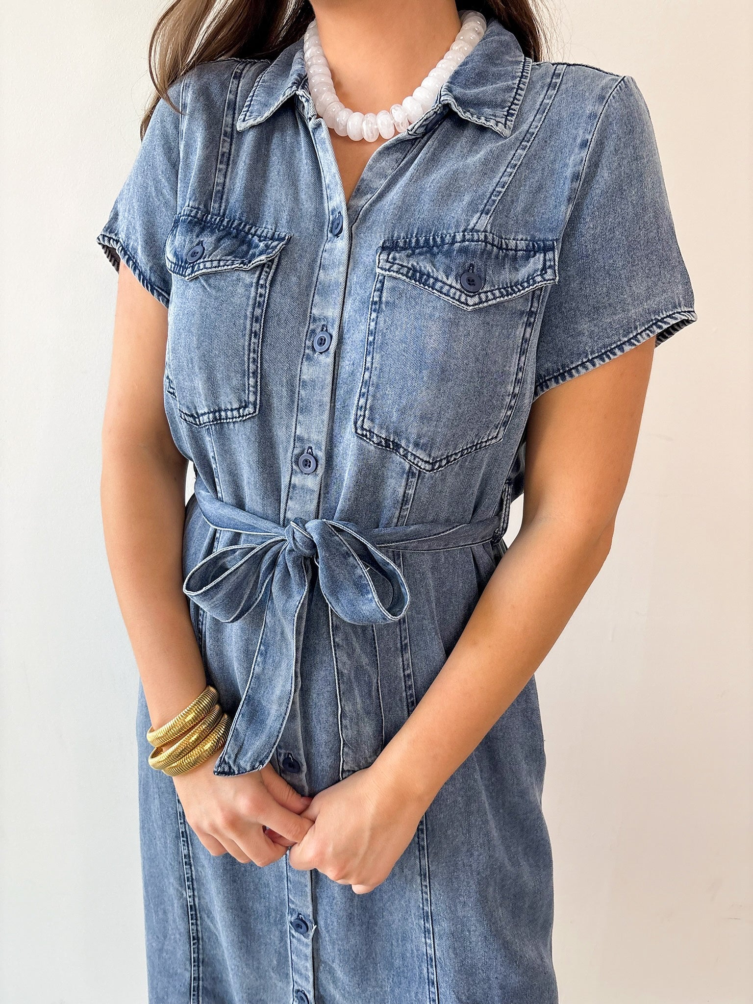 Dolene Button Up Midi Shirt Dress