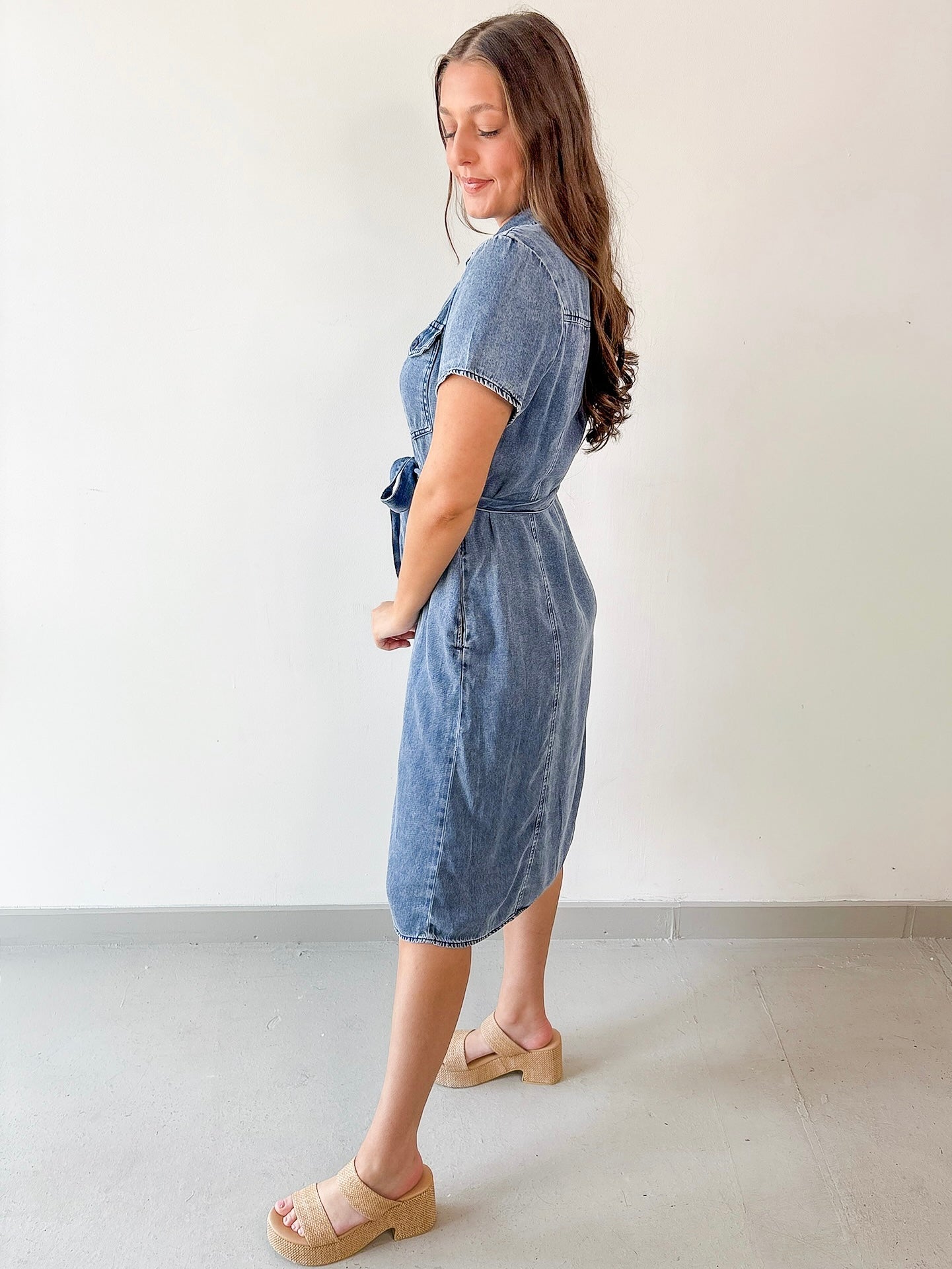 Dolene Button Up Midi Shirt Dress
