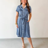 Dolene Button Up Midi Shirt Dress