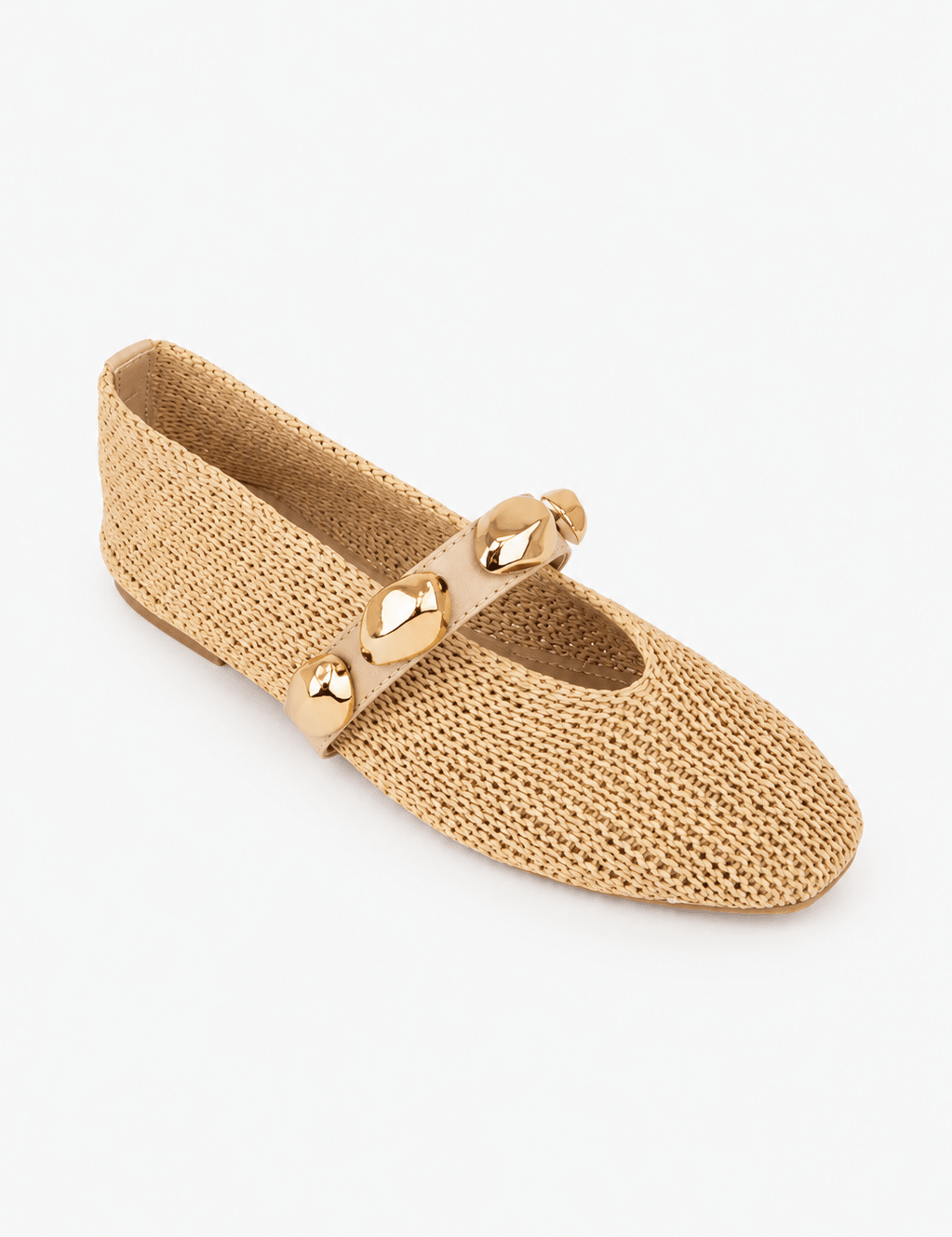 Dorothy Woven Texture Square Toe Flat - Nude