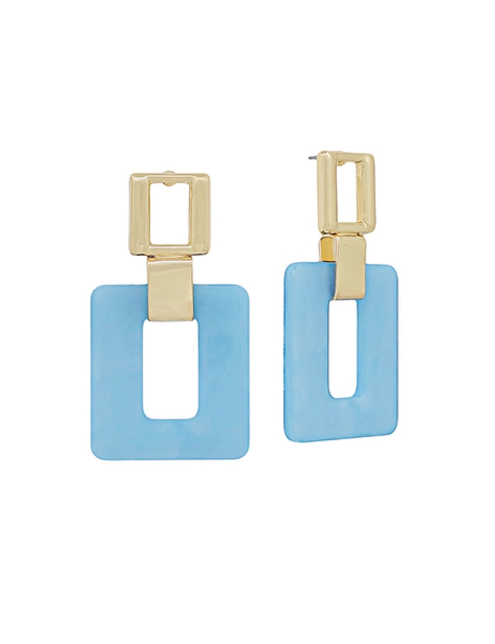 Double Rectangle Metal & Resin Earrings