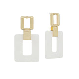 Double Rectangle Metal & Resin Earrings