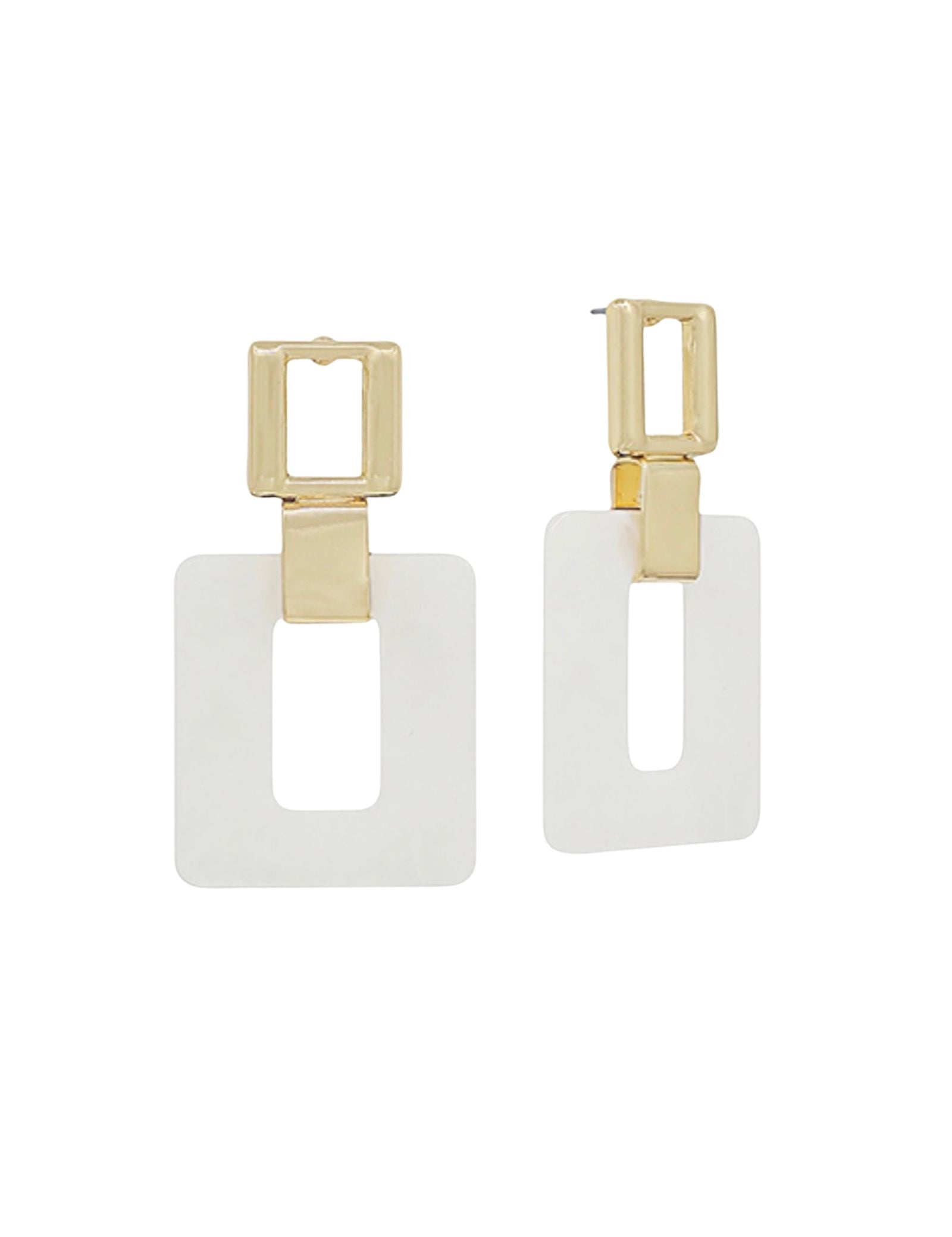 Double Rectangle Metal & Resin Earrings