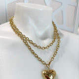 Double Wrap Gold Heart Pendant Necklace