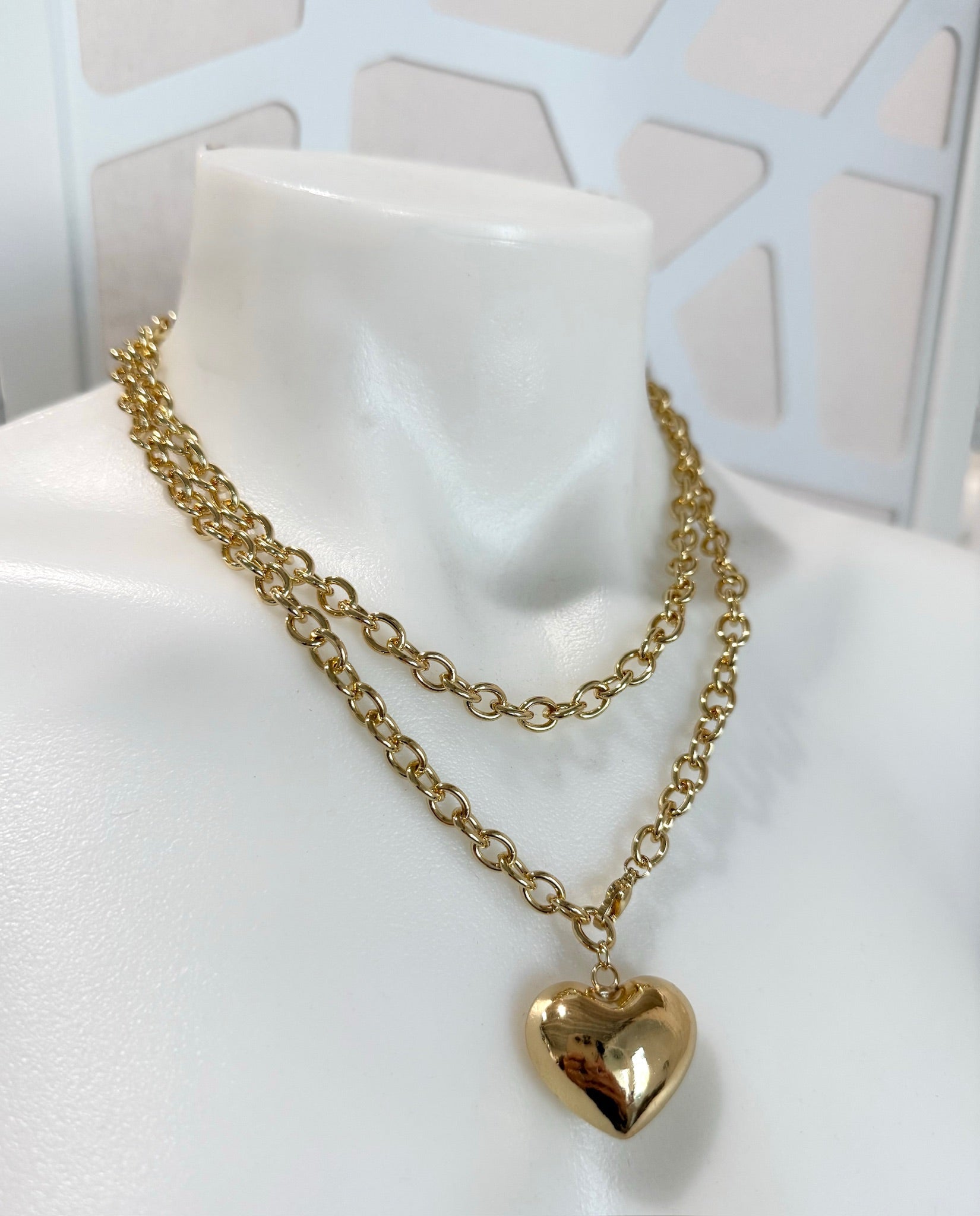 Double Wrap Gold Heart Pendant Necklace
