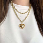 Double Wrap Gold Heart Pendant Necklace