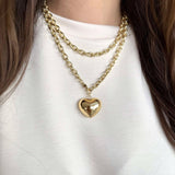 Double Wrap Gold Heart Pendant Necklace