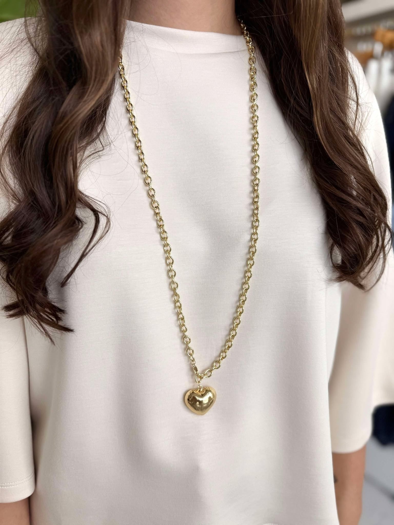 Double Wrap Gold Heart Pendant Necklace
