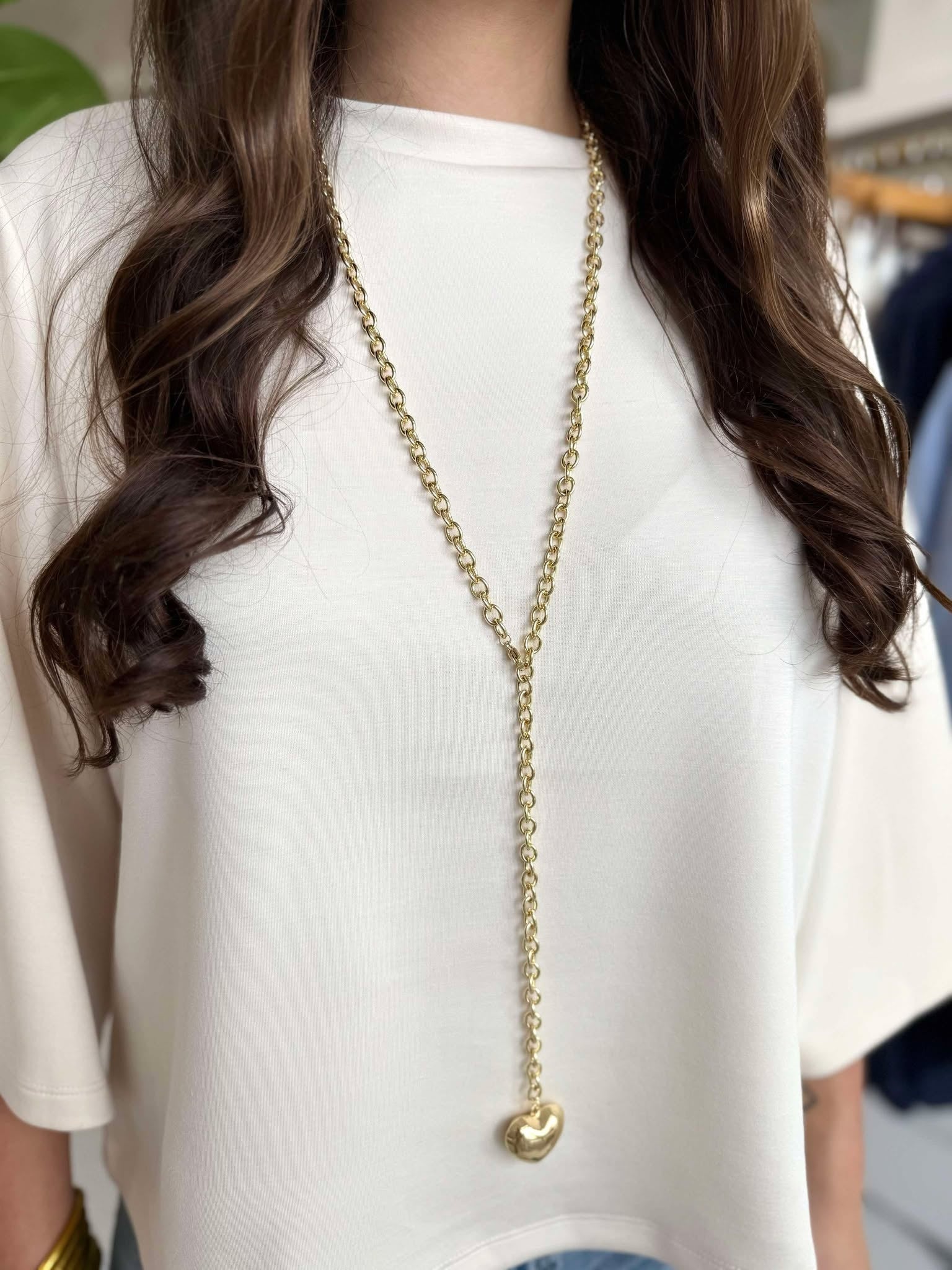 Double Wrap Gold Heart Pendant Necklace