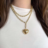 Double Wrap Gold Heart Pendant Necklace