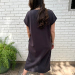 Draped V Neck Midi Dress