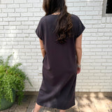 Draped V Neck Midi Dress