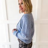 Drawstring Crew Sweater - Blue