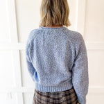 Drawstring Crew Sweater - Blue