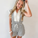 Drawstring Knit Romper