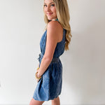 Drawstring Waist Denim Dress