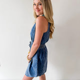 Drawstring Waist Denim Dress
