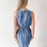 Drawstring Waist Denim Dress