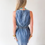 Drawstring Waist Denim Dress