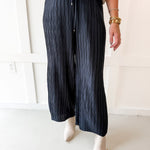 Drawstring Waist Pants - Navy