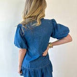 Drop Waist Denim Mini Dress