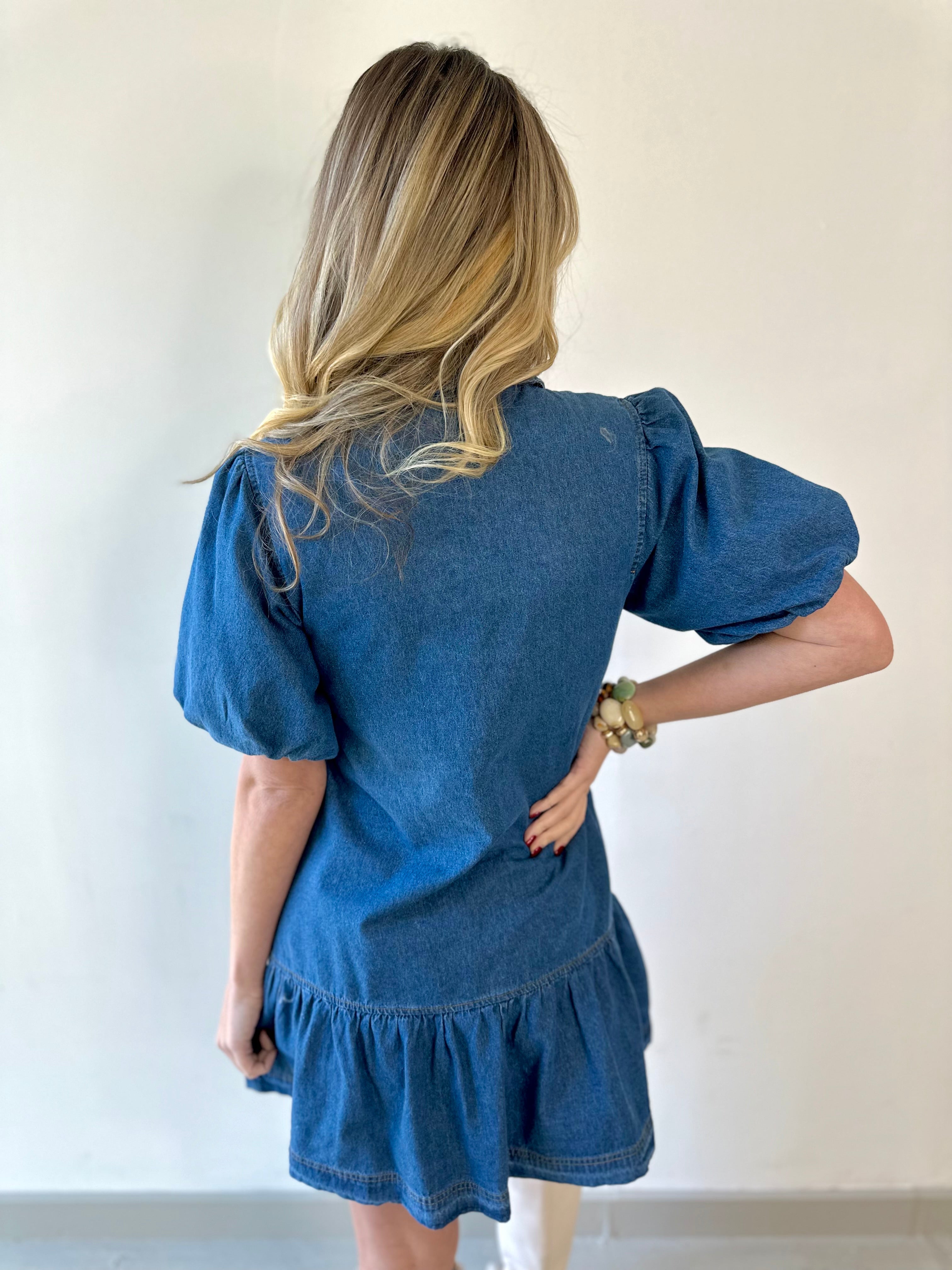 Drop Waist Denim Mini Dress