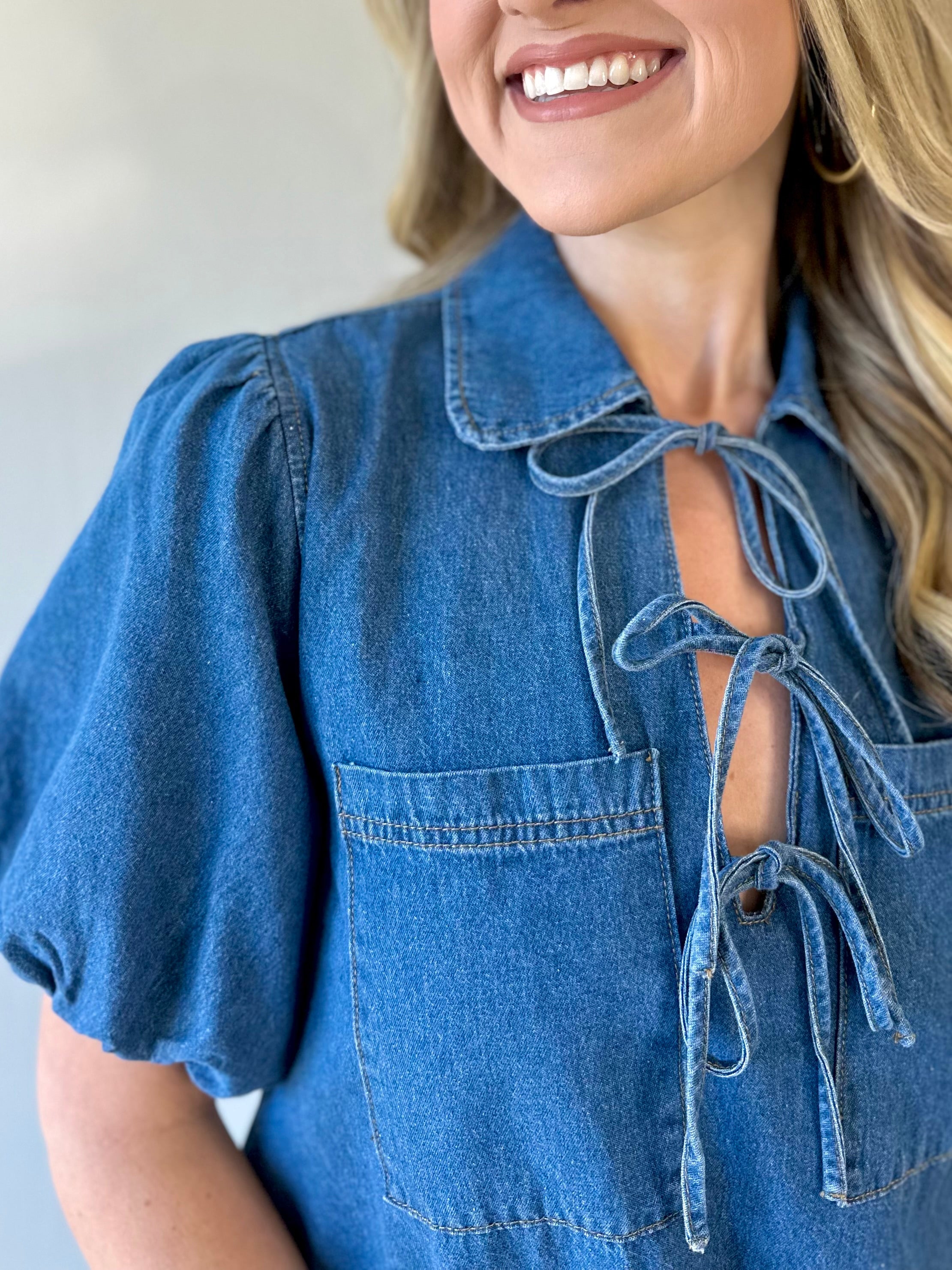 Drop Waist Denim Mini Dress
