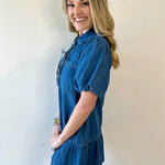 Drop Waist Denim Mini Dress