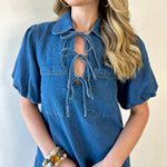 Drop Waist Denim Mini Dress