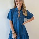 Drop Waist Denim Mini Dress