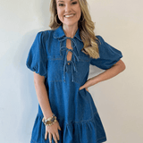 Drop Waist Denim Mini Dress