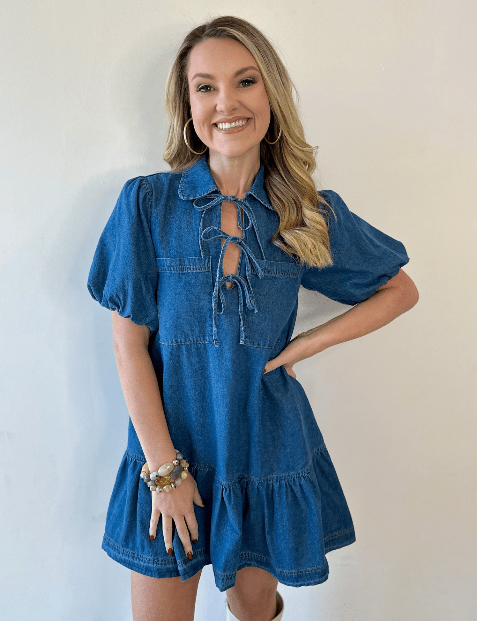 Drop Waist Denim Mini Dress