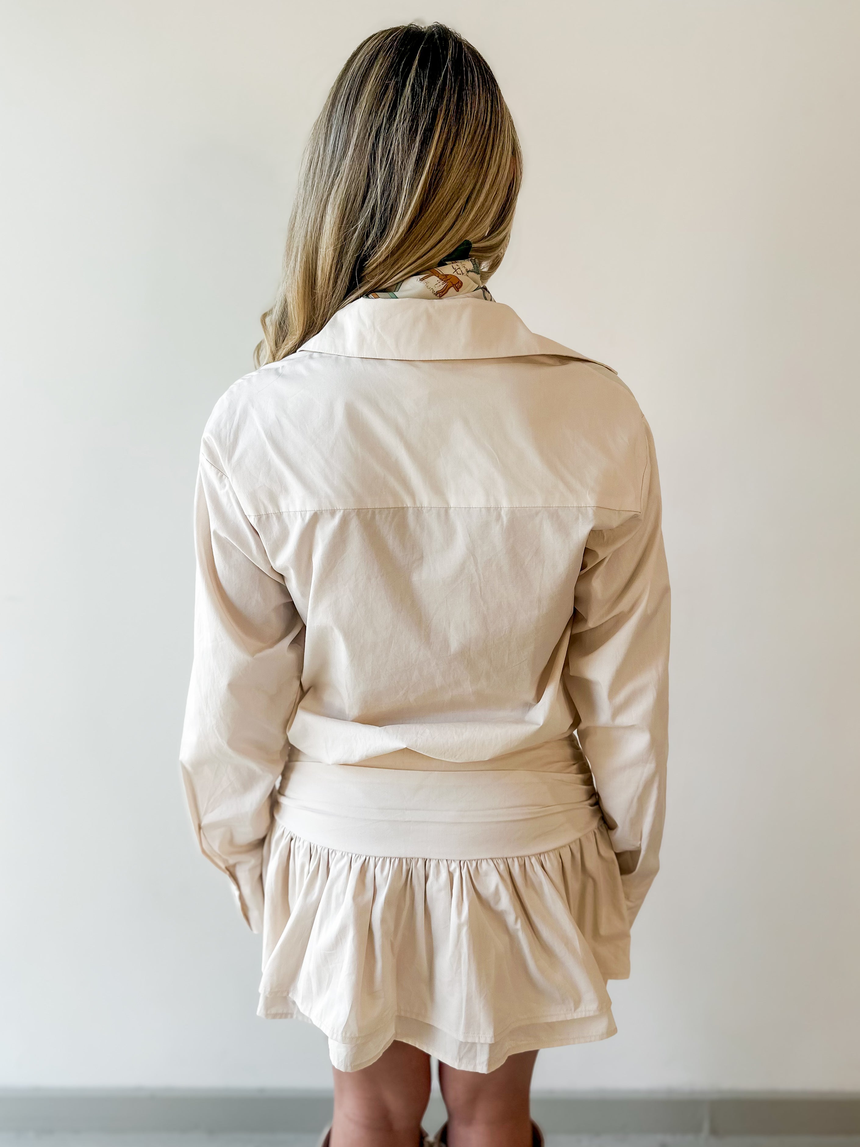 Drop Waist Mini Shirt Dress