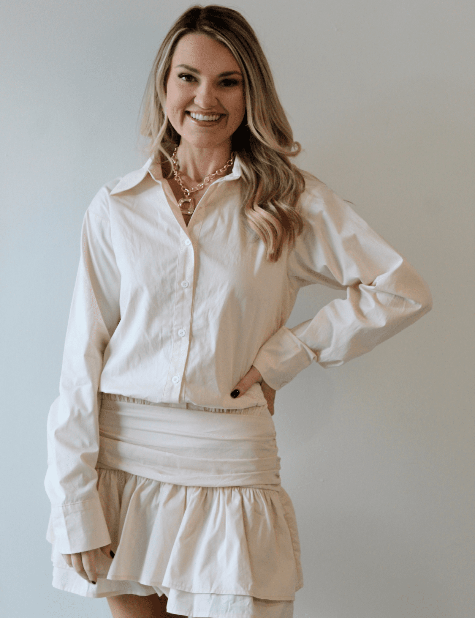 Drop Waist Mini Shirt Dress