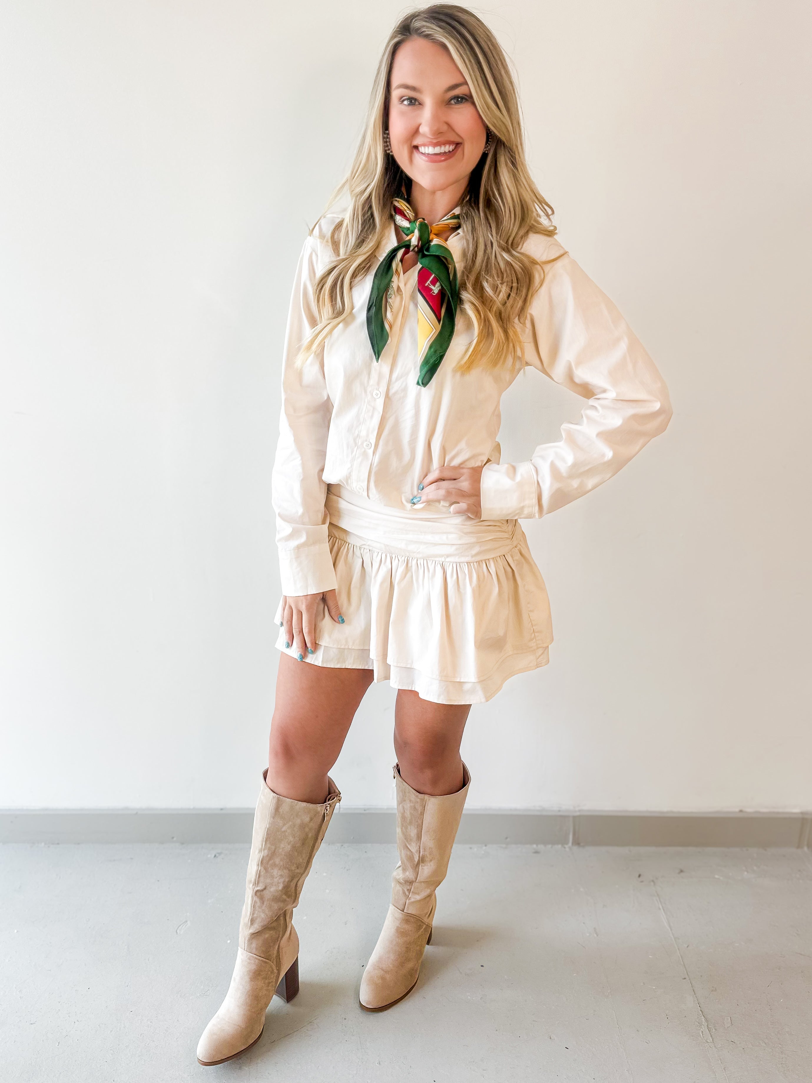 Drop Waist Mini Shirt Dress