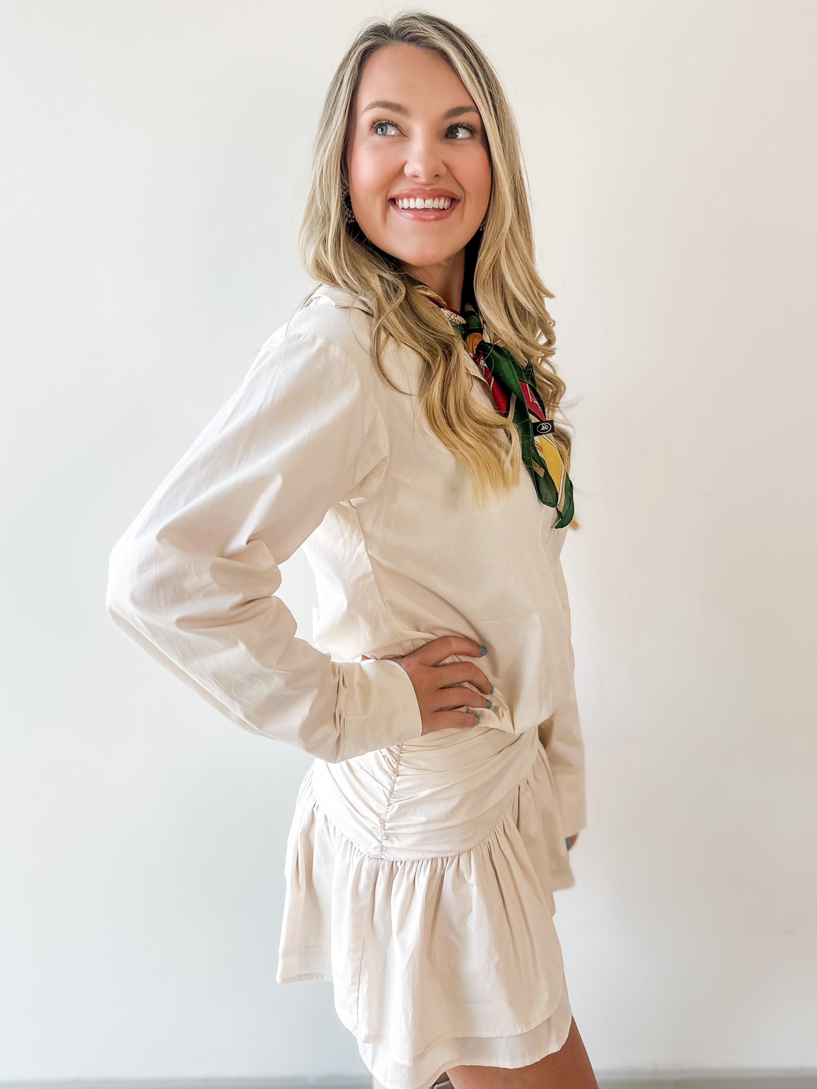 Drop Waist Mini Shirt Dress